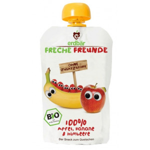 PIURE DE BANANE, MERE SI ZMEURA BIO 100G Erdbar