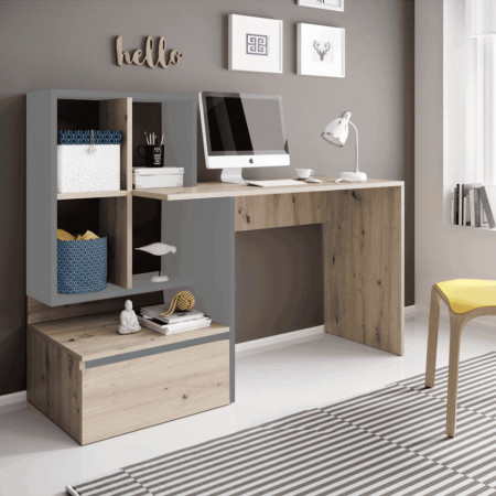 Birou Paco 2, Stejar Artisan/Gri Antracit