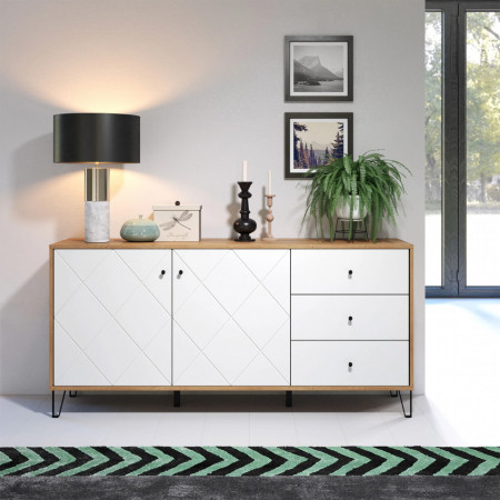 Comoda Bufet Bollo, MDF, 2 Usi si 3 Sertare