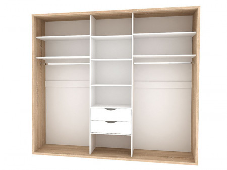 Dulap Lux 3 Usi Oglinda, 2 Sertare, 240X220X60 CM Sonoma