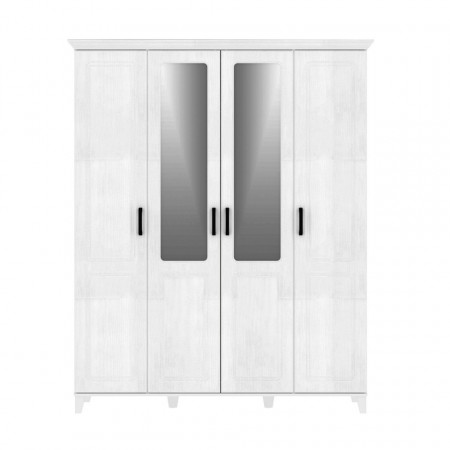 Dulap MDF Paris, 4 Usi cu oglinda, 170 x 50 x 220 CM, Alb Supermat