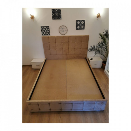 Pat tapitat Promo 160x200 stofa maro inchis