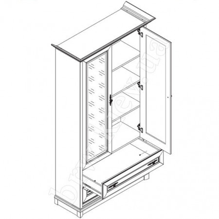 Vitrina Cabinet Sonata 2 Usi si 2 Sertare Castan