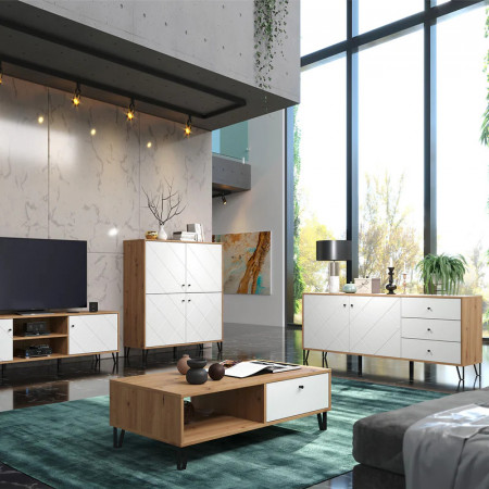 Comoda Bufet Bollo, MDF, 2 Usi si 3 Sertare