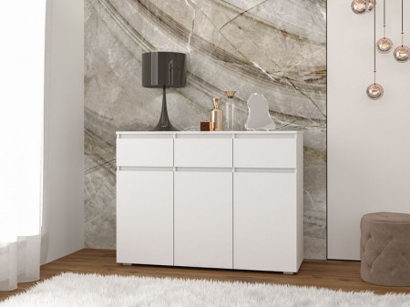 Comoda Richi 1200, 3 Usi, 3 Sertare Alb