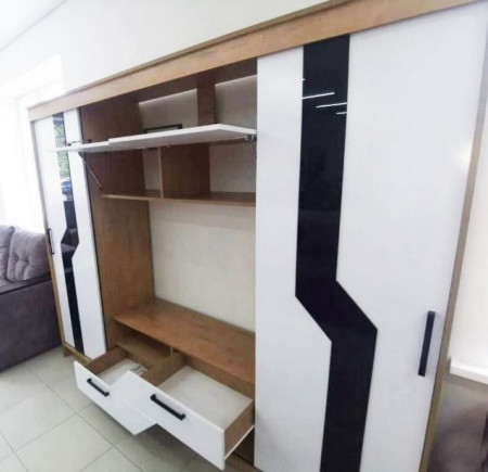 Living Vista, Stejar + Alb, 246 x 52 x 200 CM