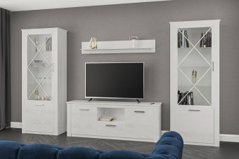 Set mobila living Ashly 3.60 M, MDF Alb