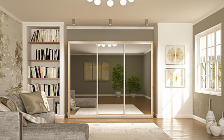 Dulap Lux 3 Usi Oglinda, 2 Sertare, 240X220X60 CM Sonoma