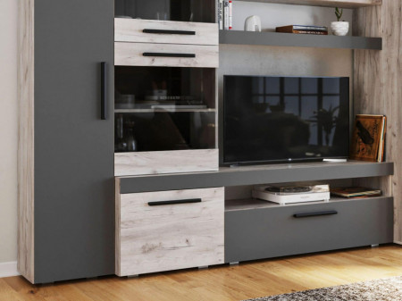 Living Santa Fe, 300 Cm Gri Antracit / Stejar