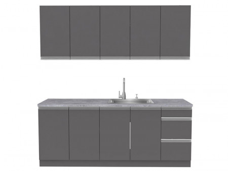 Bucatarie Madera 200 CM Gri Grafit + Stejar Kraft Auriu