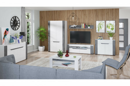Comoda Brando 2 Usi 2 Sertare MDF Alb lucios