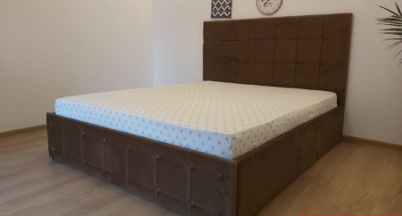 Pat tapitat CasaUtila 160x200 stofa maro inchis