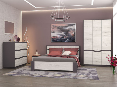 Dormitor Geneva New Dulap 6 Usi Gri/Stejar Craft
