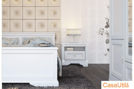 Noptiera Kleo, 1 Sertar, MDF Alb