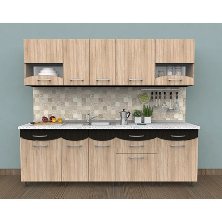Set Bucătărie Daky, 2.6 metri, Wenge Magia + Stejar Sonoma