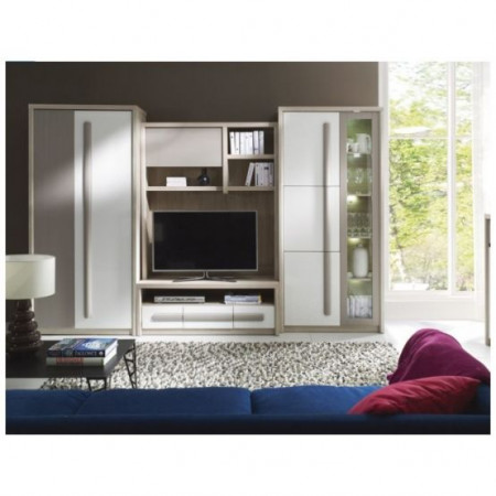 Set Living modern Roma, MDF Alb + Stejar, 300x194x53 CM