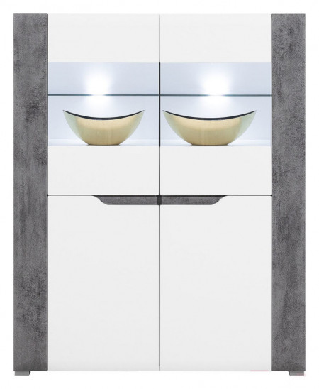Vitrina / Bufet Brando 4 Usi MDF Alb lucios LED