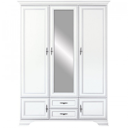 Dormitor Idento Varianta 1, Dulap 5 Usi si 2 Sertare, MDF Alb Alpin