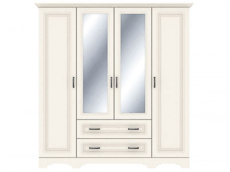 Dulap Venetia 4 Usi si 2 Sertare, MDF, Vanilie Supermat