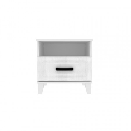 Noptiera Nordic, 1 Sertar, MDF Alb Supermat