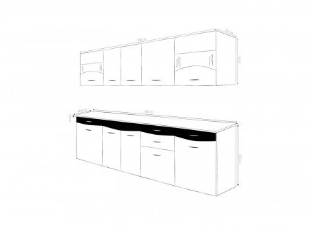 Set Bucătărie Daky, 2.6 metri, Wenge Magia + Stejar Sonoma