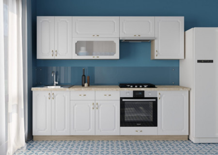 Set mobila bucatarie, Dona , Alb/Sonoma, 250 x 60 x 200 cm
