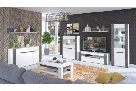 Vitrina Brando 2 Usi Alb Lucios LED