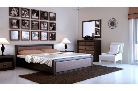 Dormitor Koln, MDF Wenge Shtroks, Dulap 4 Usi