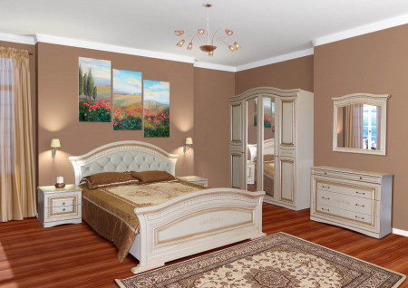 Set Dormitor Nikol, MDF Alb / Auriu