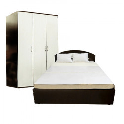Dormitor Andreea, pat + dulap + noptiere + comoda, wenge/stejar ferrara