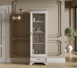 Vitrina Idento, 1 Usa 1 Sertar, MDF Alb Alpin