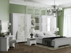 Dormitor Idento Varianta 1, Dulap 5 Usi si 2 Sertare, MDF Alb Alpin