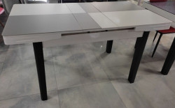 Masa extensibila Fiori, Alb / Gri deschis