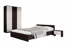 Dormitor EcoMob, Dulap + Pat + 2 Noptiere, Wenge