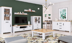 Living Lanzette, 325 CM, Alb + Stejar Kraft
