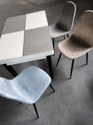 Masa extensibila Fiori, Alb / Gri deschis