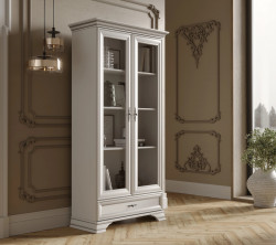 Vitrina Idento, 2 Usi 1 Sertar, MDF Alb Alpin