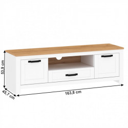 Comoda RTV Lanzette, Alb Stejar Kraft