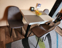 Masa extensibila Fiori, Alb / Gri deschis