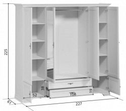 Dormitor Idento Varianta 2, cu dulap 6 Usi, MDF Alb Alpin