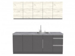 Bucatarie Madera 200 CM Gri Grafit + Stejar Kraft Alb