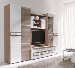 Living modern, Pasionata, Alb + Stejar, 300x200x53 CM