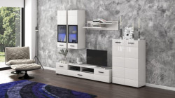 Set Living Alaska, 285x30x190cm, Alb Lucios