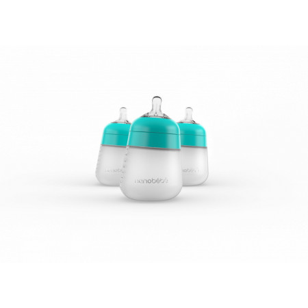 Biberon din silicon x 3 Buc, 270 ml, turcoaz, Nanobebe