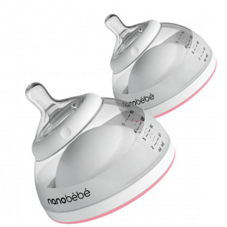 Nanobebe Biberon 150 ml, Roz, 0+ luni, Set 2 Buc