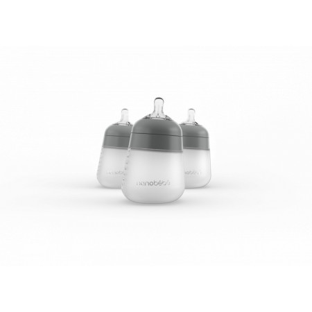 Biberon din silicon x 3 Buc, 270 ml, gri, Nanobebe