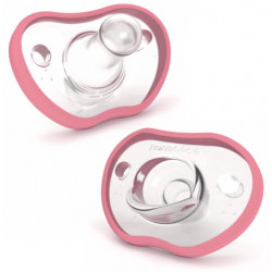 Nanobebe Suzete din silicon flexibile x 2 buc, 0-3 luni, roz