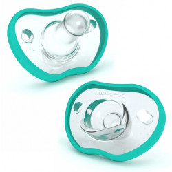 Nanobebe Suzete din silicon flexibile x 2 buc, 0-3 luni, turcoaz