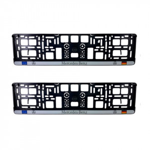 Set 2 x Suport numar inmatriculare slim, pentru MERCEDES dimensiune standard, potrivire perfecta, plastic flexibil