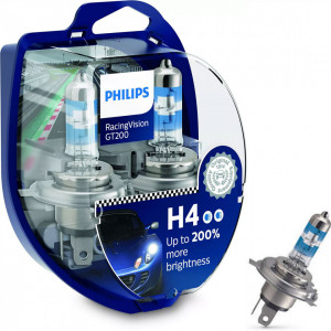 Set 2 Becuri auto PHILIPS Racing Vision GT200 H4 12V 60/55W